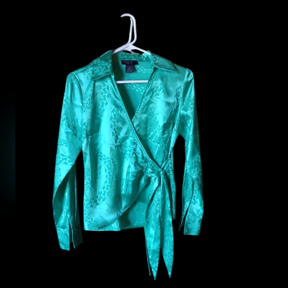 Rachel Roy Satin Green Blouse